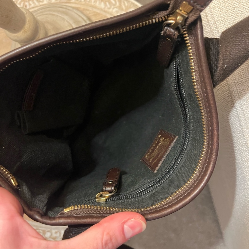 Burberry Haymarket Cross Body Canvas Bag with Brown Strap - Picture 8 of 8